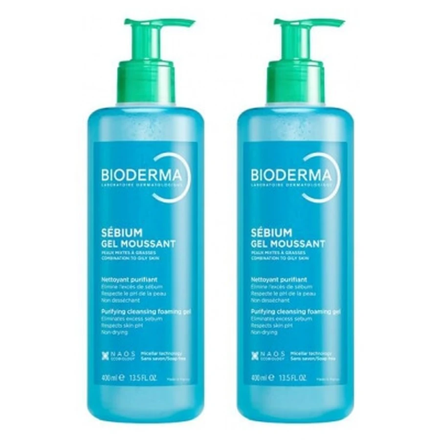 Gel limpiador espumoso purificante Sébium de Bioderma, paquete de 2 (400 ml cada uno)