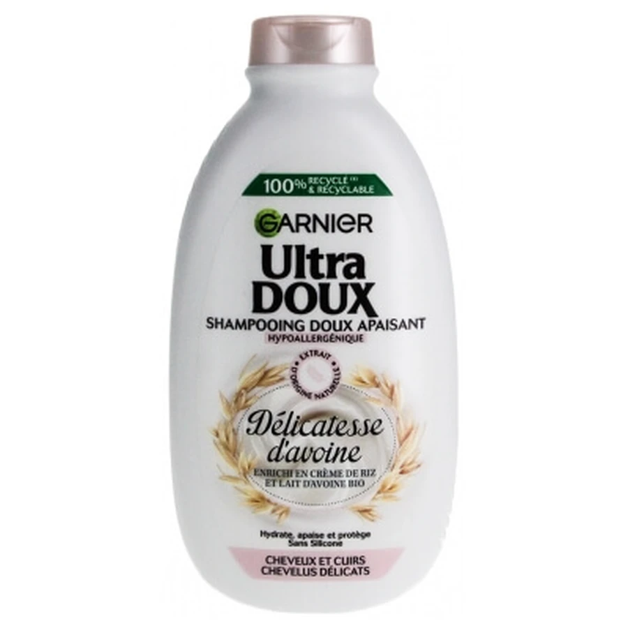 Garnier Ultra Doux Zachte, kalmerende shampoo voor gevoelig haar en een gevoelige hoofdhuid, 400 ml