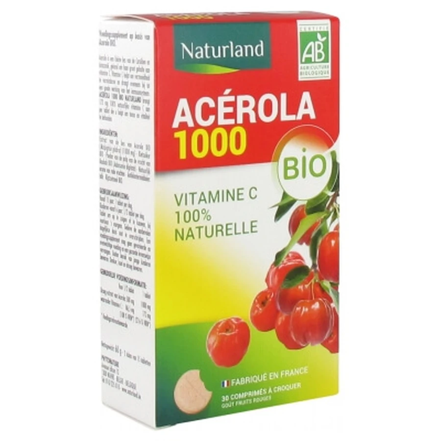 Naturland Organic Acerola 1000, 30 Chewable Tablets