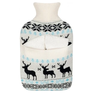 Botella de agua caliente Plic Care con funda con estampado de ciervos, 2 l + calcetines