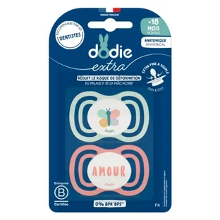 Dodie Extra: 2 symmetrische, anatomisch geformte Schnuller + 18 Monate