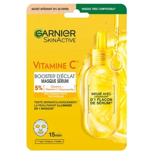 Garnier SkinActive: Mascarilla en láminas con sérum de vitamina C para potenciar la luminosidad, 28 ml