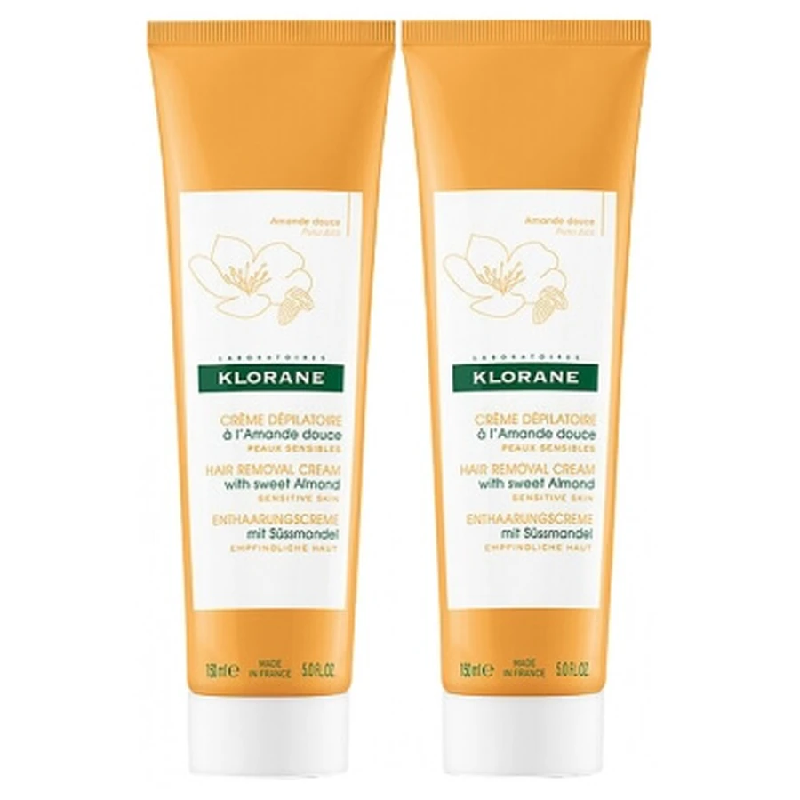 Crema depilatoria de almendra dulce de Klorane, paquete de 2 (150 ml cada una)