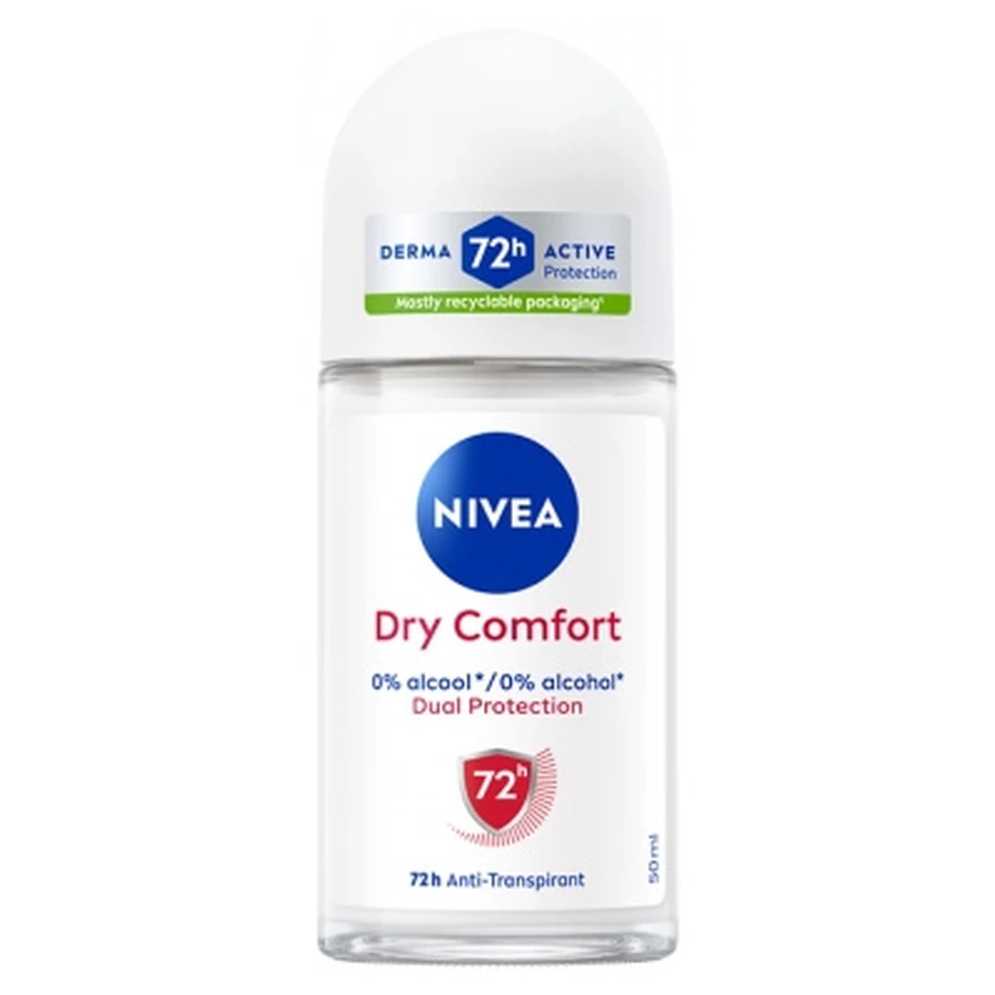 Nivea Dry Comfort Dual Protect 72-Stunden-Antitranspirant-Deodorant als Roll-on, 50 ml