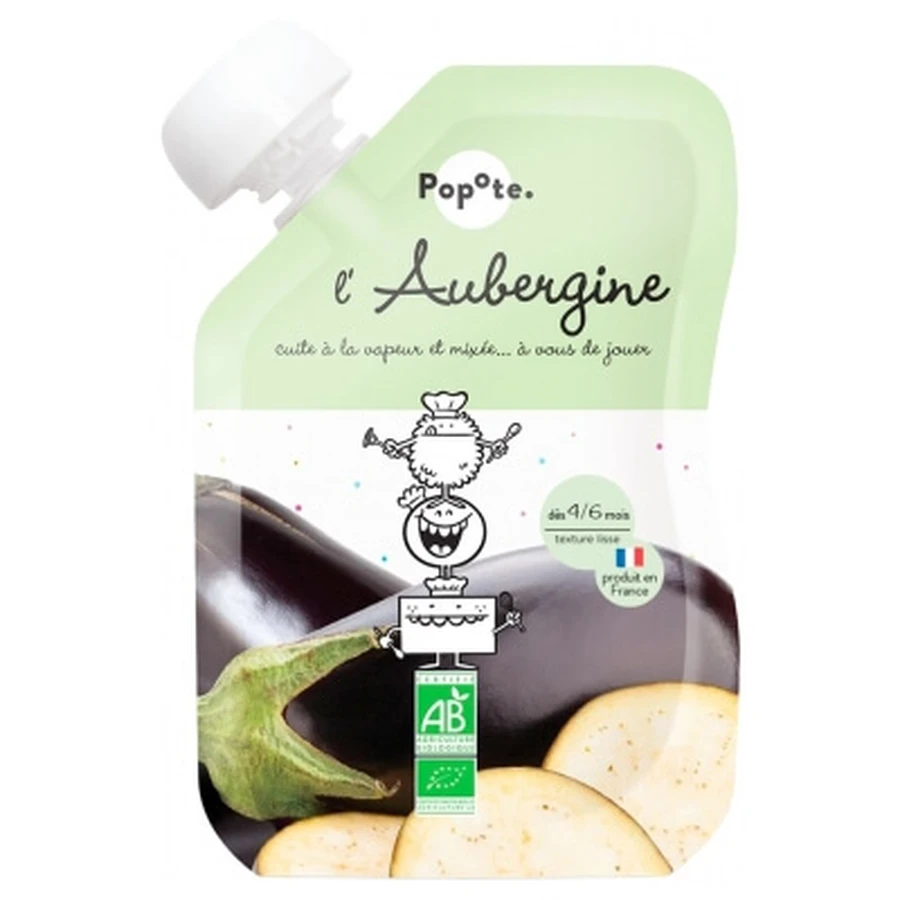 Popote Gourde biologische auberginepuree voor baby's, vanaf 4–6 maanden, 120 g