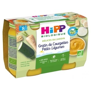 HiPP Garden Delights Courgettegratin met gemengde groenten, voor baby’s vanaf 8 maanden, biologisch, 2 potjes