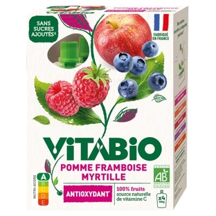 Vitabio Organic Apple, Raspberry, and Blueberry, 4 Pouches, 100 g Each