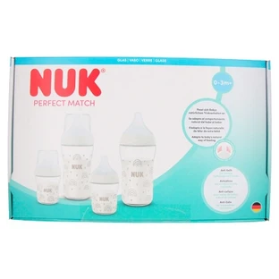 NUK Perfect Match-glazen set: 2 flessen van 120 ml + 2 flessen van 230 ml, 0–3 maanden en ouder