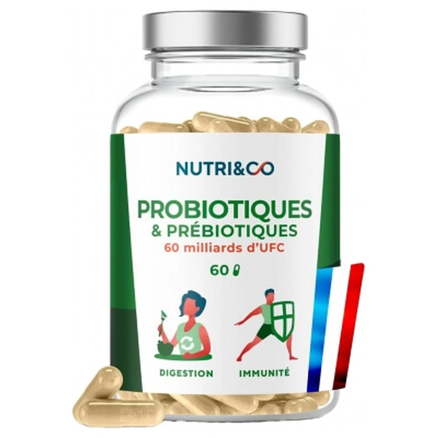 Nutri&Co Probióticos y prebióticos, 60 cápsulas