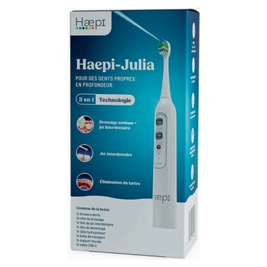 Cepillo de dientes eléctrico 3 en 1 Haepi Julia con chorro de agua