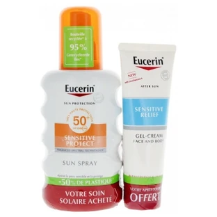 Eucerin Sonnenschutz Sensitive Protect Sonnenspray LSF 50+ 200 ml + kostenloses Relief After-Sun-Gel-Creme 50 ml