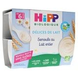 HiPP Délices de Lait Semoule au Lait Entier dès 6 Mois Bio 4 Pots