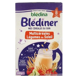 Blédina Blédîner Mis cereales para la cena: Multicereales con verduras maduradas al sol, a partir de los 2 meses, 240 g