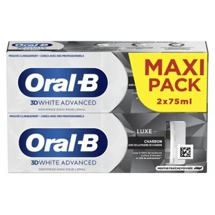 Pasta de dientes Oral-B 3D White Advanced Charcoal Luxury, paquete de 2 (75 ml cada una)