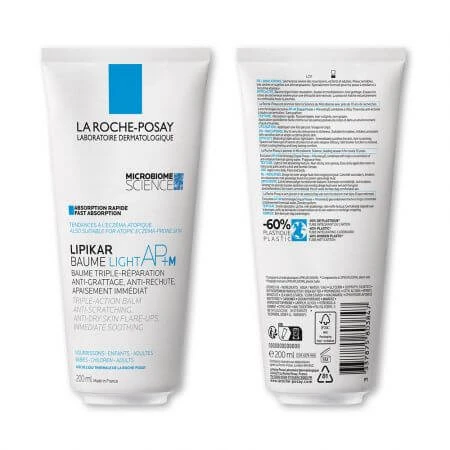 La Roche-Posay Lipikar Baume Light AP+M drievoudig werkende balsem tegen droge huidplekken, 200 ml