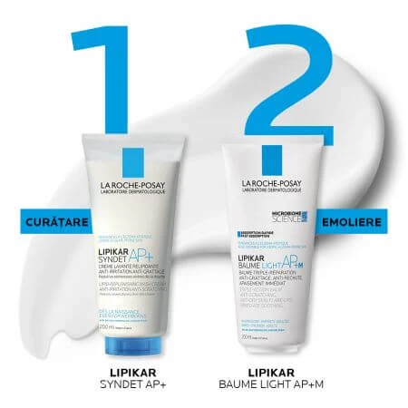 La Roche-Posay Lipikar Baume Light AP+M drievoudig werkende balsem tegen droge huidplekken, 200 ml