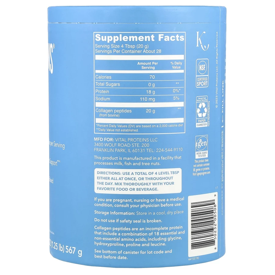 Vital Proteins Collagen Peptides, Unflavored Powder, 2x567 g, GNC 