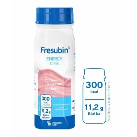 Fresubin Energy Fibre, boisson énergétique à la fraise, 4 x 200 ml, Fresenius Kabi