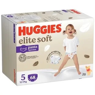 Pañal Elite Soft, No. 5, 12-17 kg, 68 pzs, Huggies