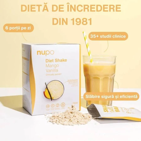 Diet Shake Mango and Vanilla Flavored Shake, 12 packets, Nupo