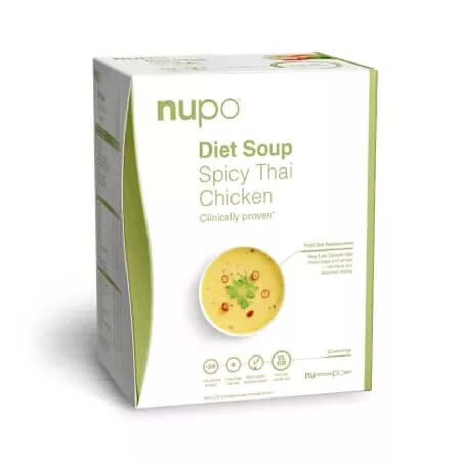 Soupe diététique : soupe thaïlandaise épicée au poulet, 12 sachets de 32 g, Nupo