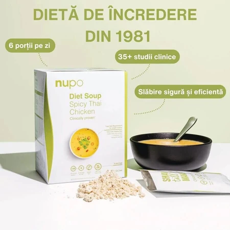 Soupe diététique : soupe thaïlandaise épicée au poulet, 12 sachets de 32 g, Nupo