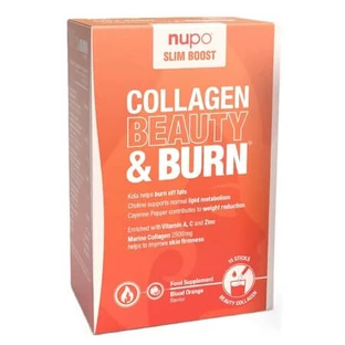 Colágeno hidrolizado con sabor a naranja sanguina «Collagen Beauty & Burn Slim Boost», 15 sobres, Nupo