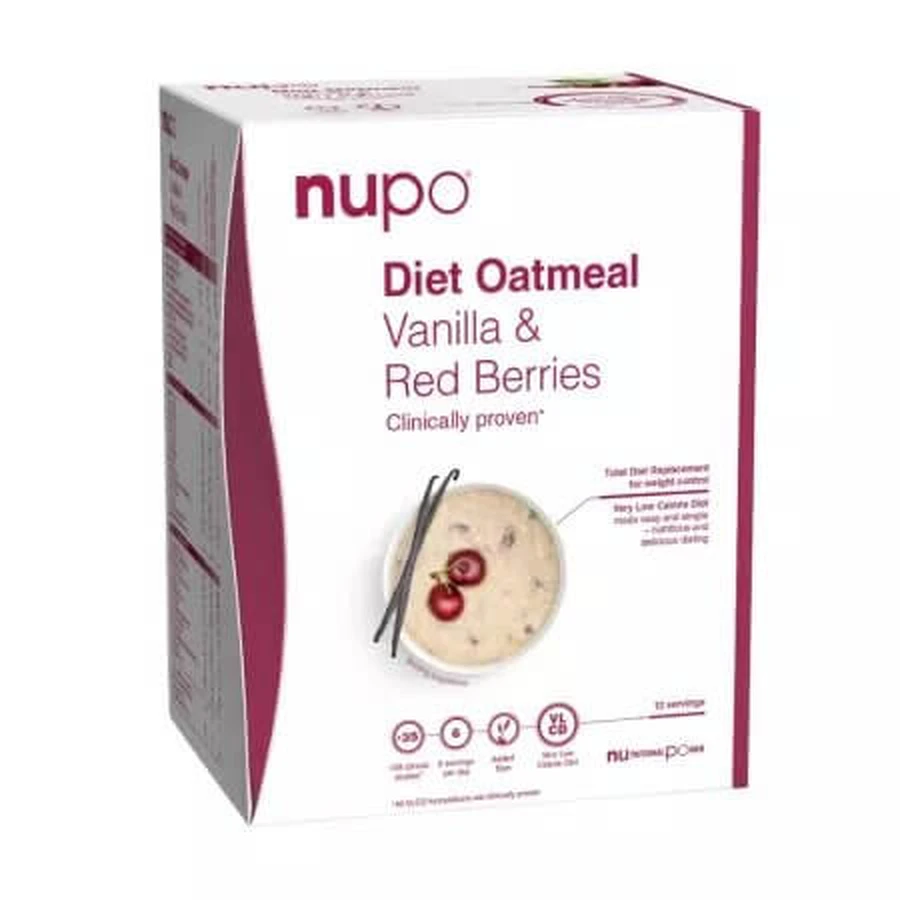 Copos de avena light con frutos del bosque y vainilla, 12 sobres de 32 g, Nupo