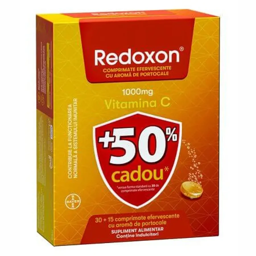 Redoxon met vitamine C, 1000 mg, 2 x 45 bruistabletten, sinaasappel, Bayer