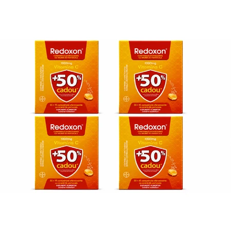 Redoxon con vitamina C, 1000 mg, 4 x 45 comprimidos efervescentes, sabor a naranja, Bayer