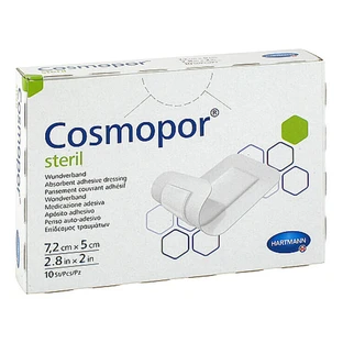 Bandaże Cosmopor Sterile o wymiarach 5 x 7,2 cm, opakowanie zawierające 10 sztuk