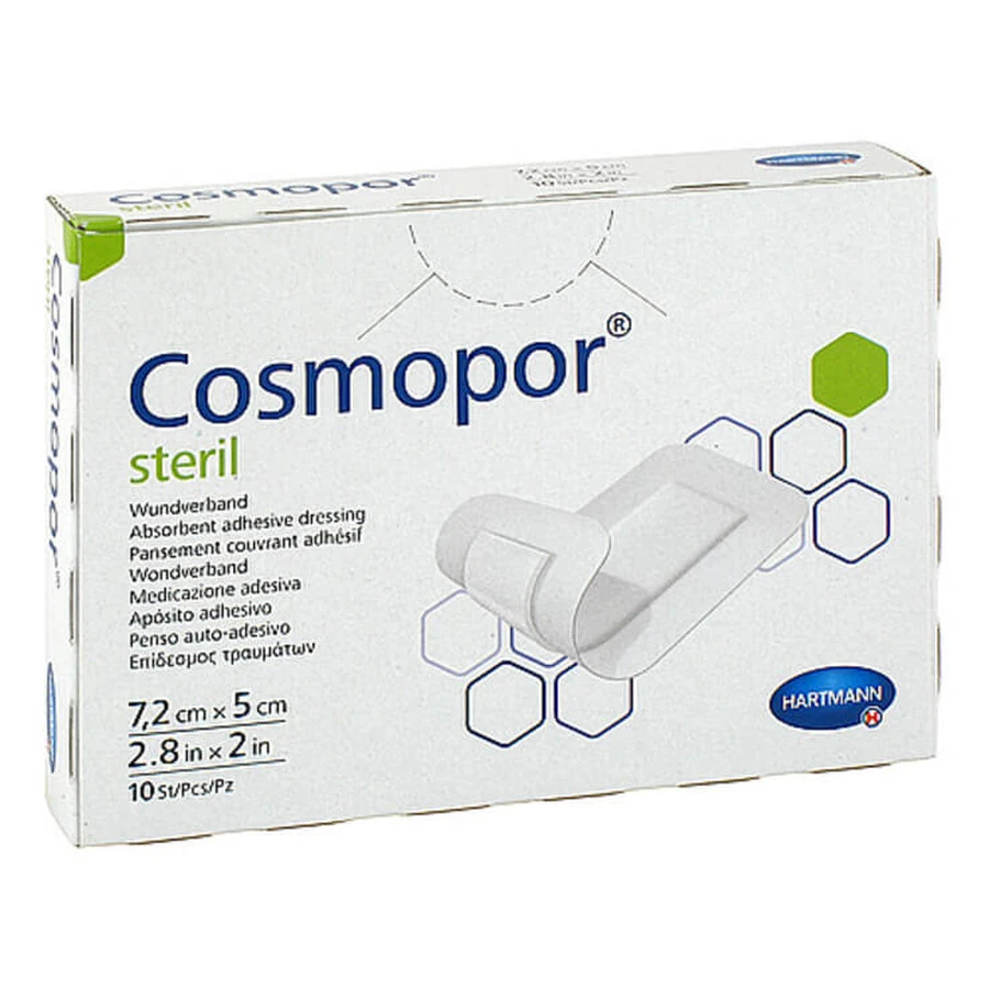 Cosmopor steril 5x7,2 cm, 10 plasturi