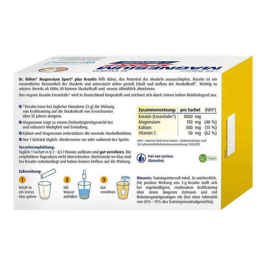Dr. Böhm Magnesium Sport + Creatine Granules, 30 packets of granules