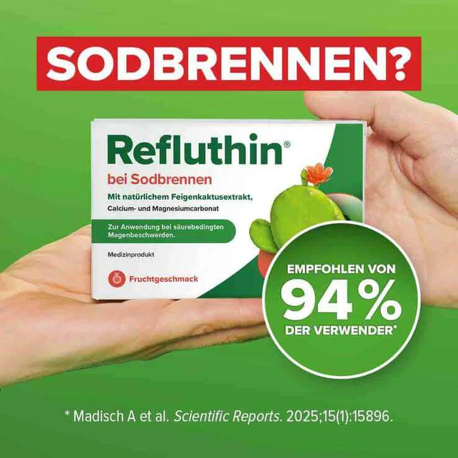 Refluthin contre les brûlures d'estomac, comprimés à croquer à la menthe, 48 comprimés