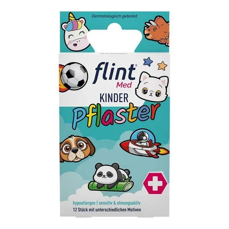 Flint Med Children's Bandages, 13x22mm, Hypoallergenic, Sensitive, 12 Bandages