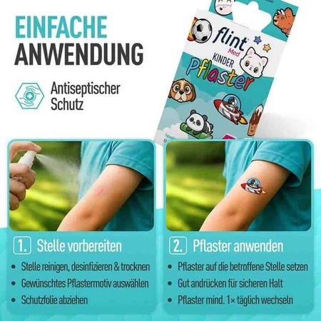 Flint Med Children's Bandages, 13x22mm, Hypoallergenic, Sensitive, 12 Bandages