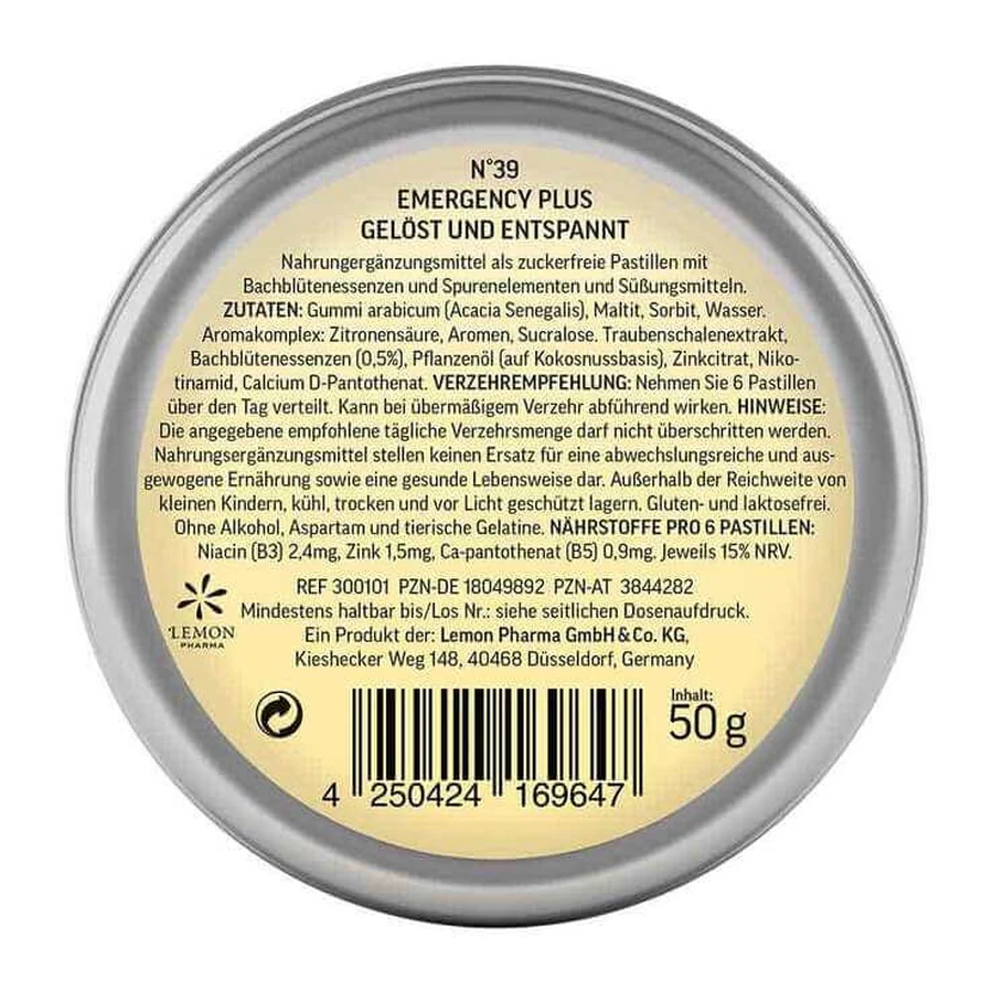 Bach Flower No. 39 Lozenges Plus, 50 g of lozenges