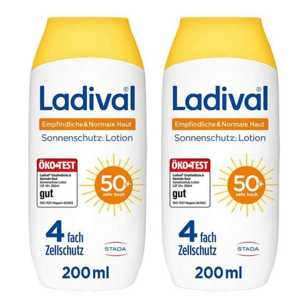 Ladival Lotion voor de gevoelige en normale huid SPF 50+, 2x200 ml lotion