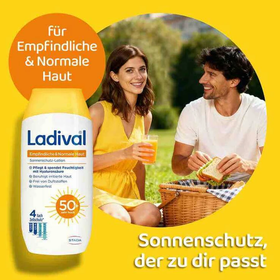 Ladival Lotion voor de gevoelige en normale huid SPF 50+, 2x200 ml lotion