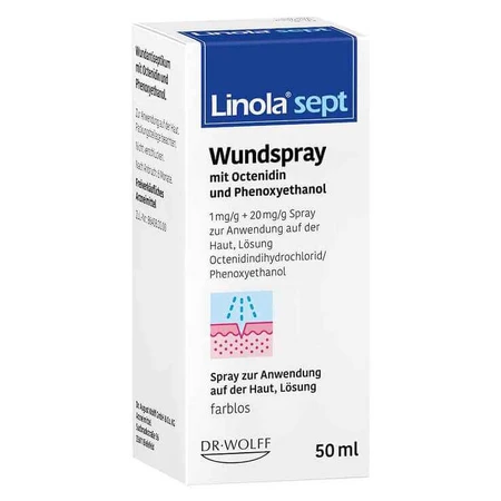 Linola sept, spray para heridas, solución de 50 ml