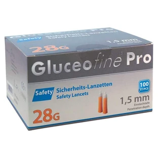 Gluceofine® Pro Safety Lancets, 28 G, 1.5 mm, 100 Lancets