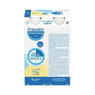 Fresubin, bebida energética proteica con sabor a vainilla, botella, 4 x 200 ml de solución
