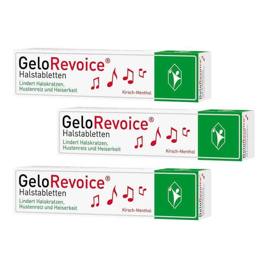 GeloRevoice kersen-menthol keelpastilles tegen heesheid en stemverlies, 3 x 20 pastilles