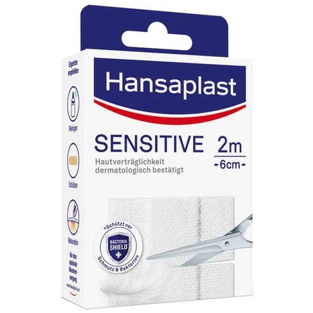 Apósitos hipoalergénicos Hansaplast Sensitive, 6 cm x 2 m, 2 apósitos