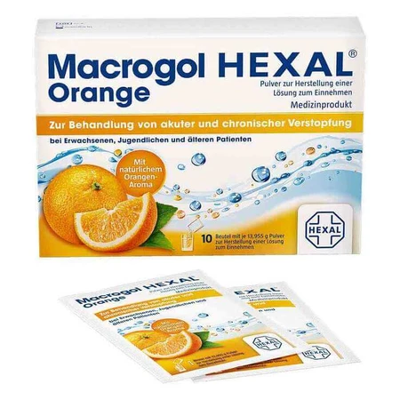 Macrogol HEXAL Orange, polvo para solución oral, sobres, 10 sobres