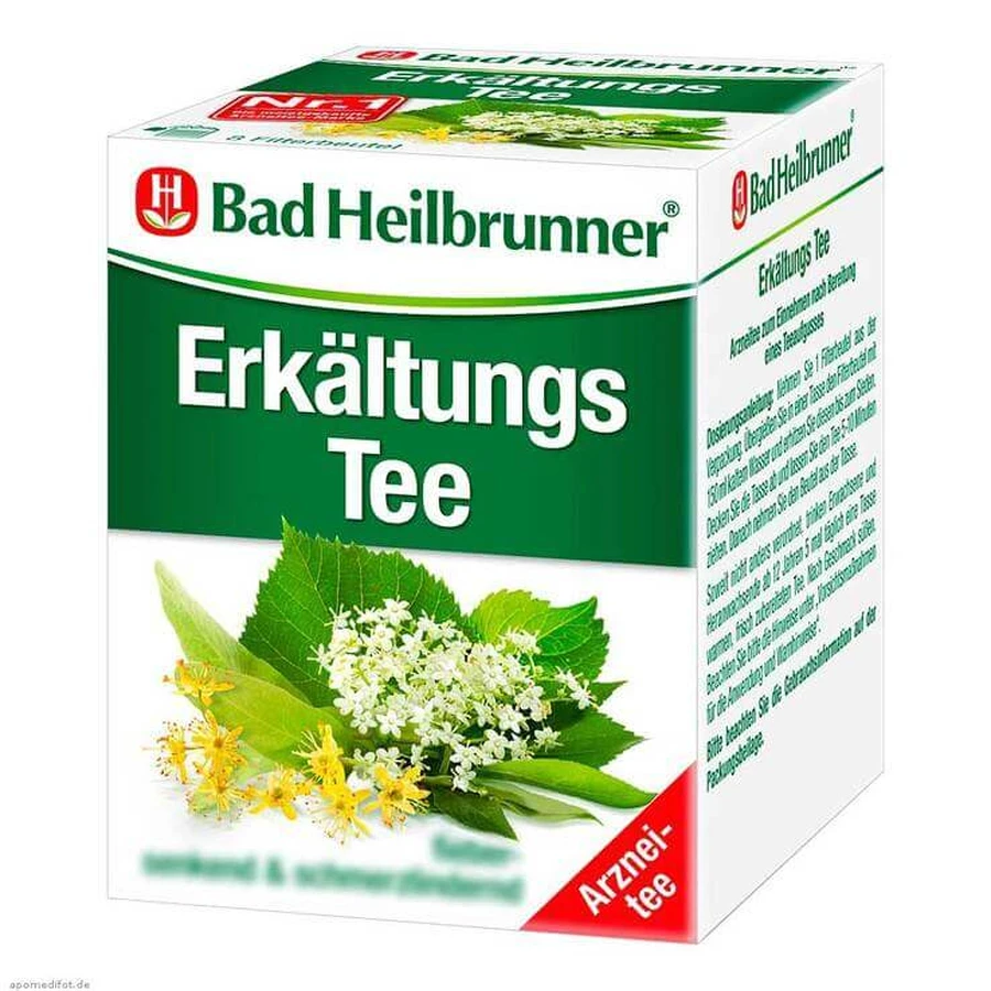 Té para aliviar los síntomas del resfriado «Bad Heilbrunner» en bolsitas, 8 bolsitas de 2,0 g
