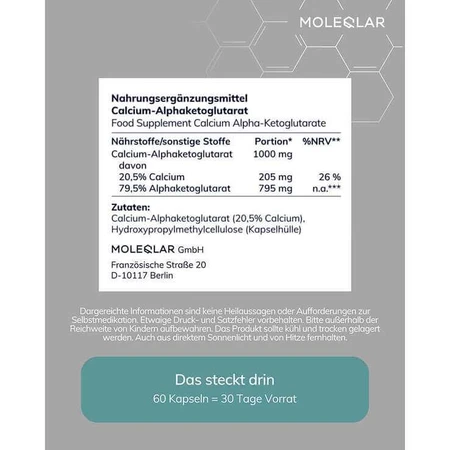 Moleqlar Caakg Calcium Alpha-Ketoglutarate Capsules, 60 capsules
