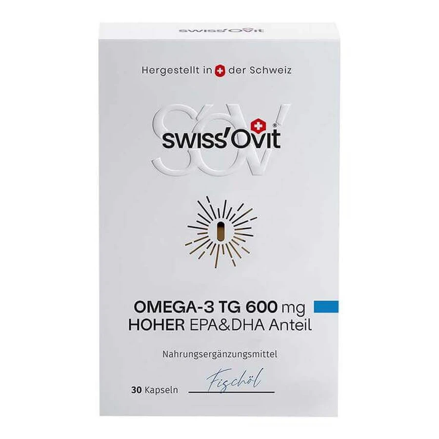 Swissovit Omega-3 TG 600 mg : gélules d'huile de poisson EPA + DHA, 30 gélules