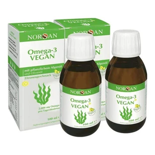 Norsan Omega-3 Vegano Líquido, 2 envases de 100 ml de líquido