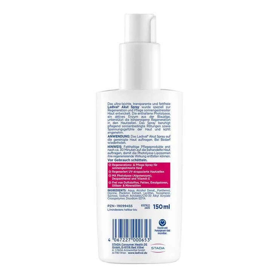 Ladival Spray para piel agudamente afectada por el sol SPF 50+, 2 envases de 150 ml con pulverizador